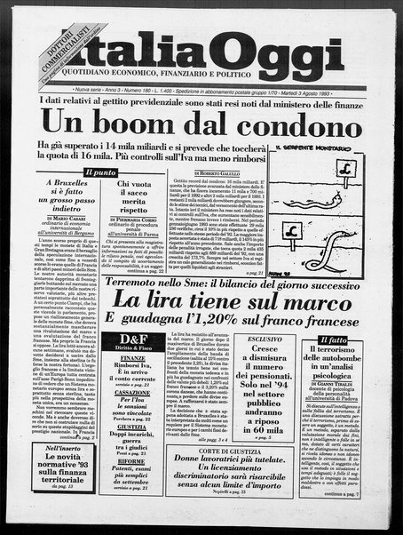 Italia oggi : quotidiano di economia finanza e politica